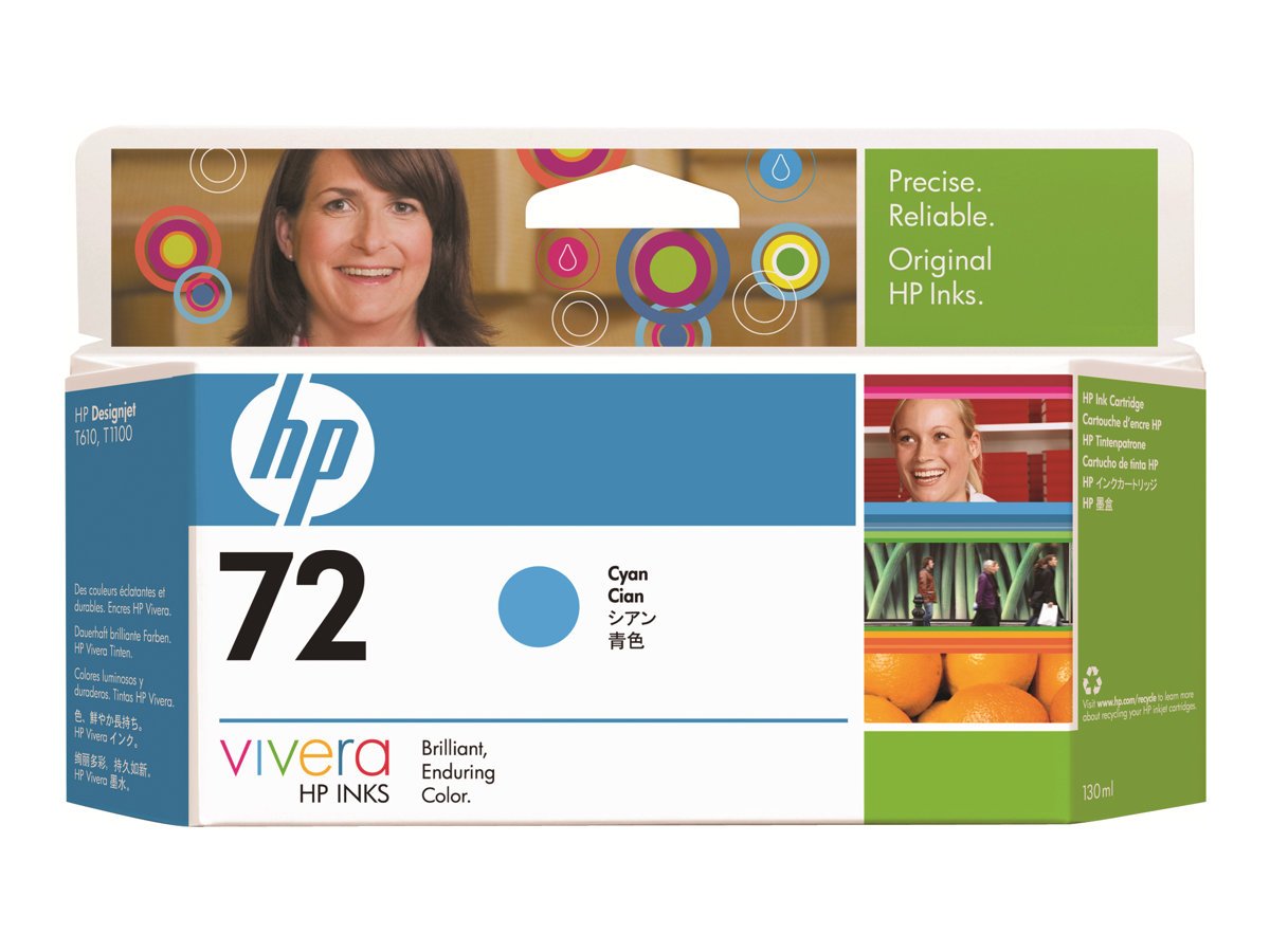 Cartuccia Inchiostro Ciano HP 72 Originale C9371A &ndash; 130 Ml, Per DesignJet, Sigillata (scadenza 2021)