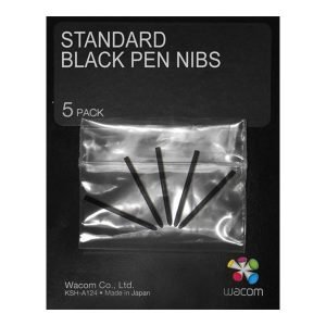 Wacom Standard Pen Nibs Punta de bolígrafo digital negro (paquete de 5) para Intuos4 Large,