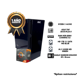 PC Estudiante: Ryzen 5 4650/16gb Ram/1TB HDD/240gb M.2