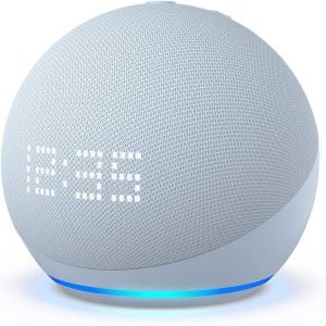 Amazon Echo Dot 5ta Generación con Reloj Azul: Controla Dispositivos Inteligentes, Mira la Hora y Escucha Música