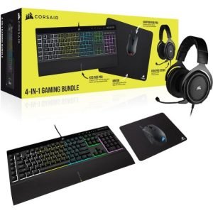 El sueño supremo del jugador: KIT CORSAIR 4 EN 1 TECLADO K55 RGB PRO + MOUSE HARPOON RGB PRO + HEADSET HS50 PRO + MOUSE PAD MM110