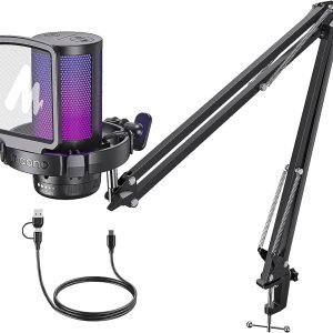 Micrófono Maono DM20S Gamerware Black USB - Iluminación RGB y Cancelación de Ruido para Gamers Profesionales