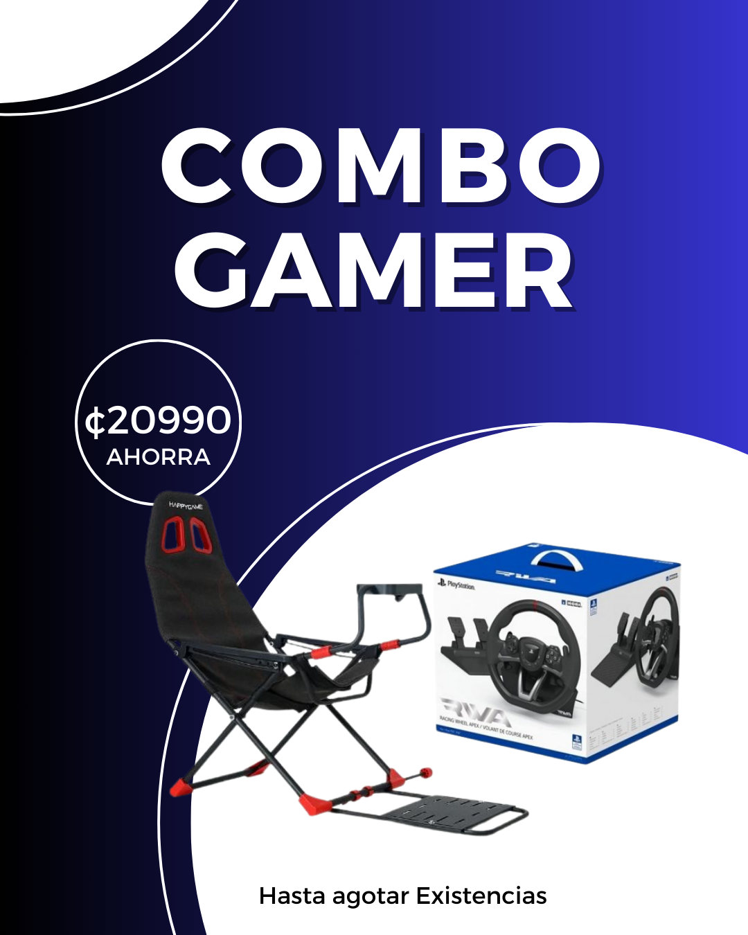 promoción gamer silla y volante