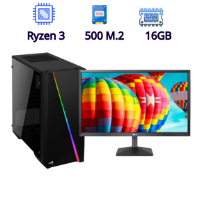 PC Gamer Ryzen 3 5300G con RGB, Monitor LG FHD y SSD Ultrafast