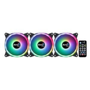 ABANICO RGB AEROCOOL DUO 12 PRO 3X12CM CON CONCENTRADOR DE C