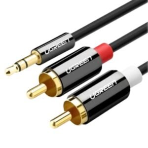 CABLE UGREEN AV116 MACHO 3.5MM A MACHO 2RCA 1.5M 10583 NEGRO